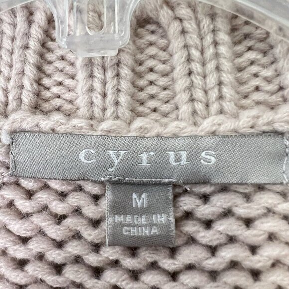 CRYUS Cable Knit Sweater Soft Pink Womens Size M Cabincore Beachy Oversized - Picture 3 of 10